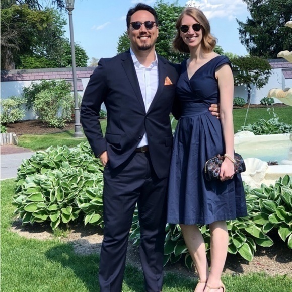 Modcloth Emily and Fin Keener Postures Midi Dress in Navy (small) - Picture 5 of 6